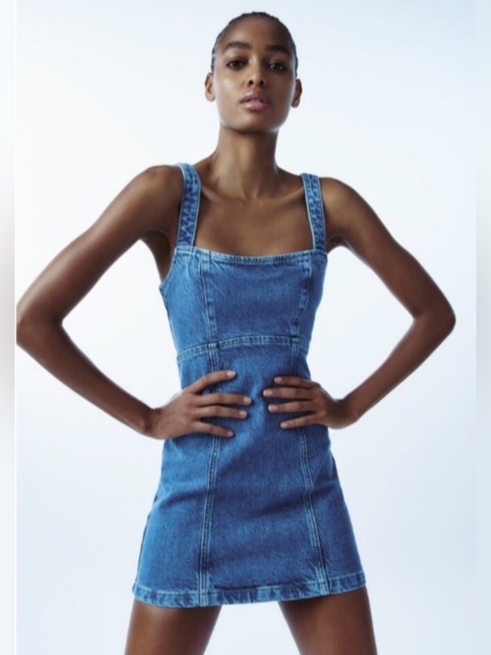 Zara Tie Back Denim Mini Dress